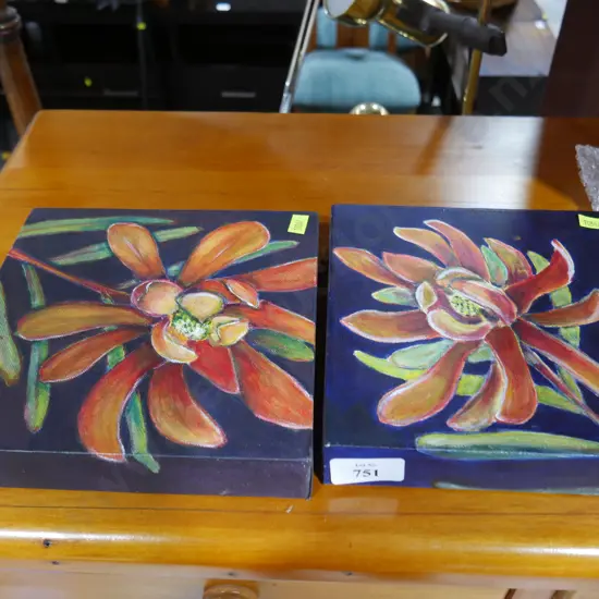 2 canvas flower artworks