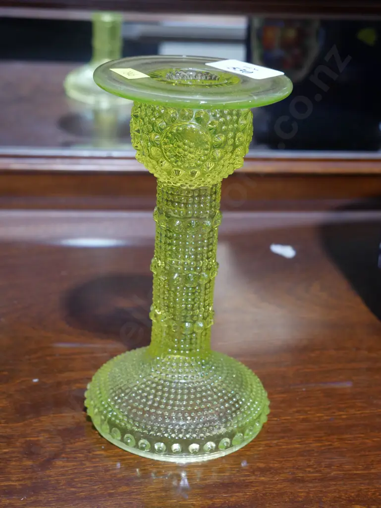 Green glass candle stick Image 1++