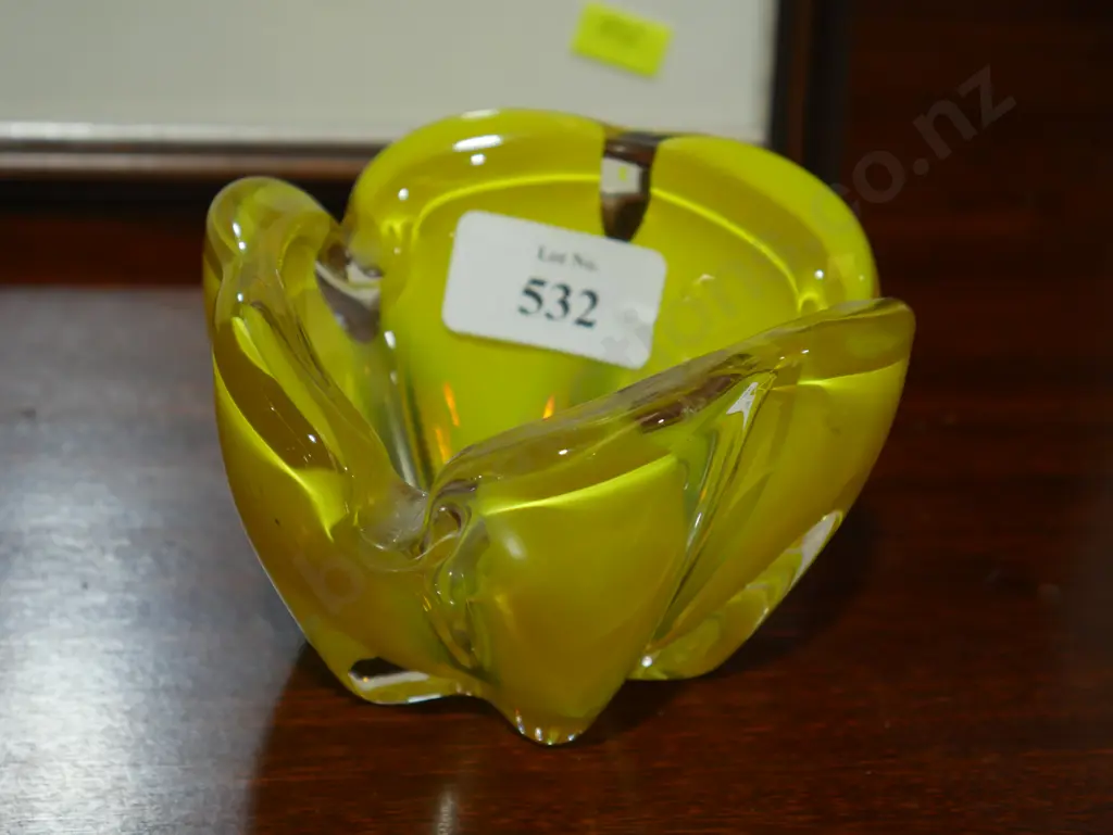 Yellow glass dish Image 1++