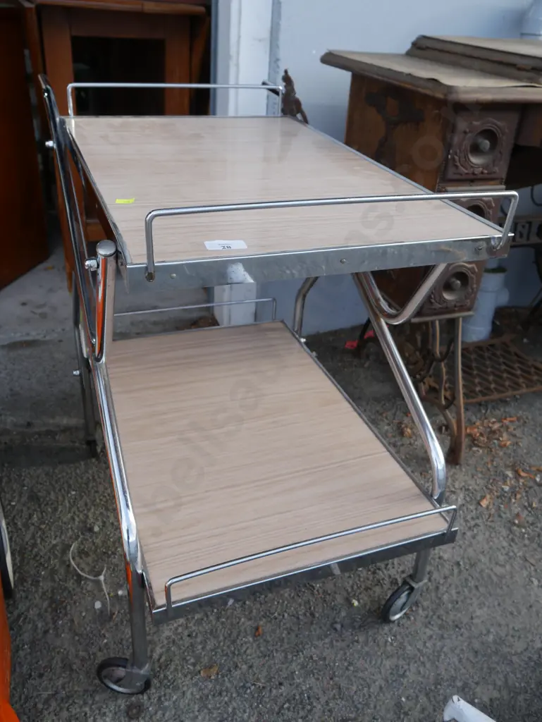 Chrome and Formica tea trolley Image 1++