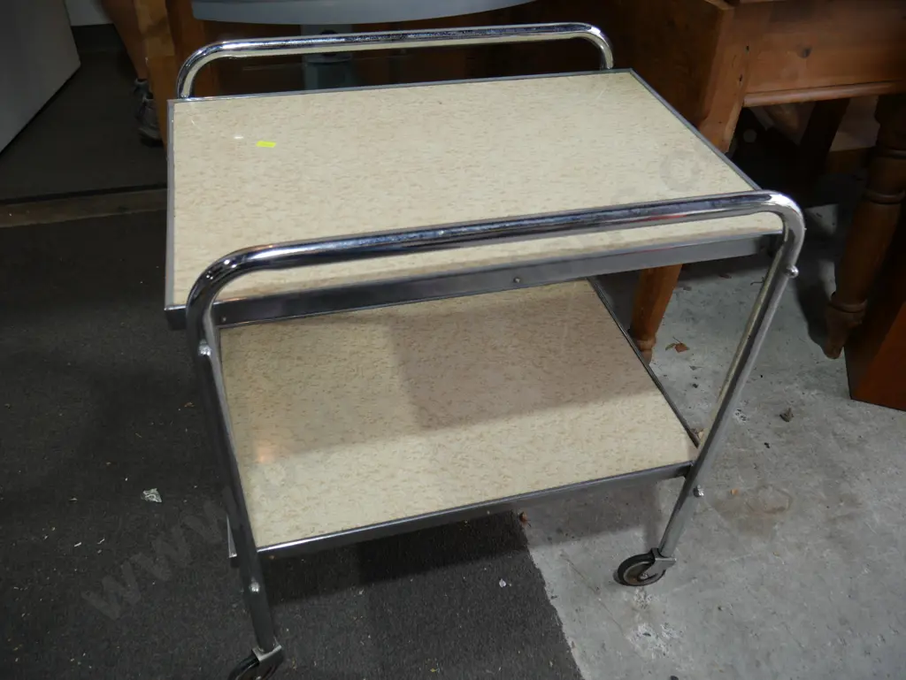 Chrome and Formica tea trolley Image 1++