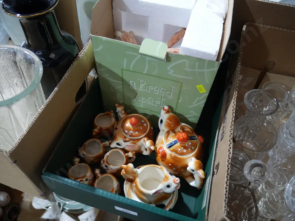Deer childs teaset, frog figure Image 1++