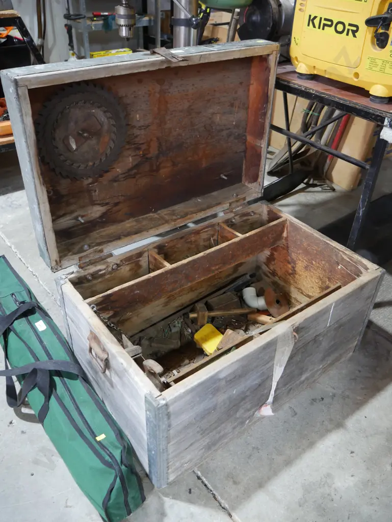 Wooden trunk & contents Image 1++