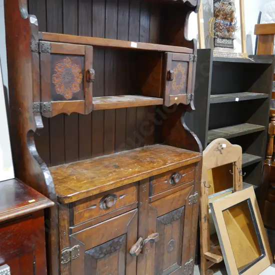 Chip carved hutch dresser
