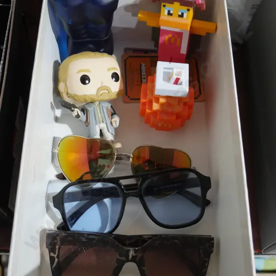 Sunglasses, McDonald's toys etc