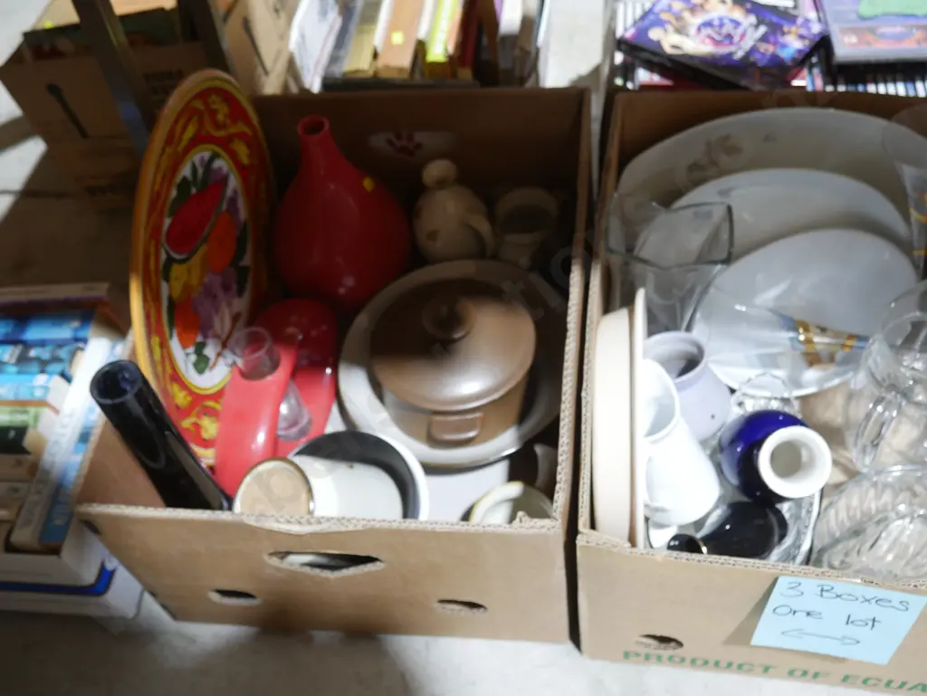 3 boxes of china, glassware, cutlery etc Image 1++