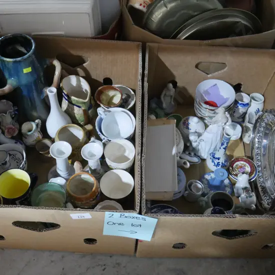 2 boxes of china etc