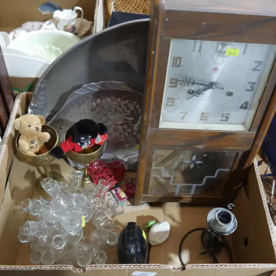 Clock, trays etc