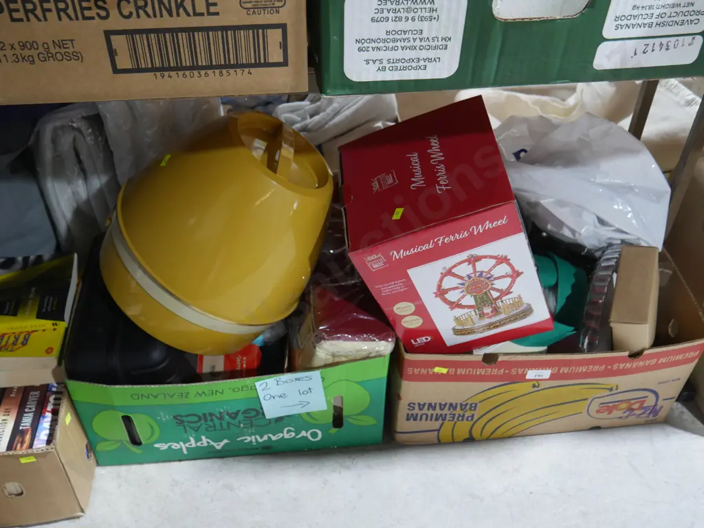 Two boxes of kitchenware, hair dryer etc Image 1++