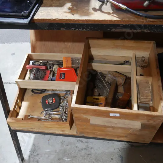 Wooden tool box and tools