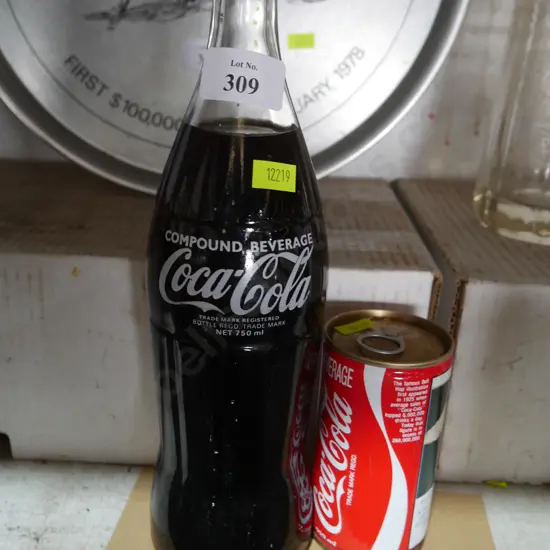 Coca-Cola can and bottle both full