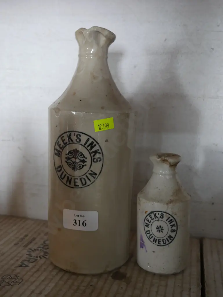 Two Meeks inks Dunedin stone bottles Image 1++