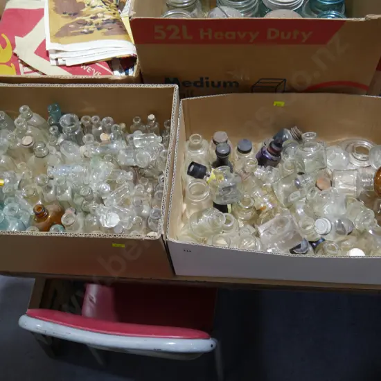 2 boxes of glass bottles