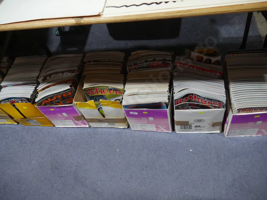 Seven boxes of assorted car magazines etc Image 1++