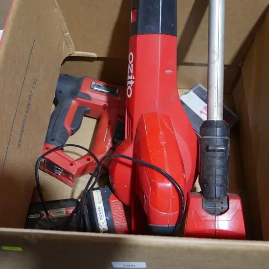 Ozito blower, edger and nailer with batteries and charger