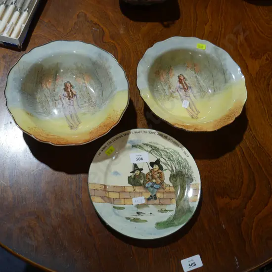 Royal Doulton plate and two bowls