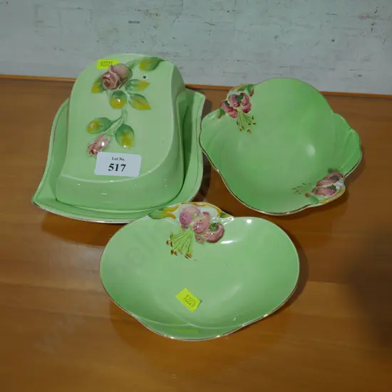 Royal Winton butter dish and plates