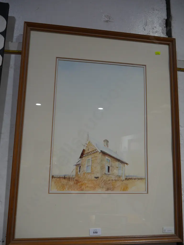 Framed Peter Mitchell watercolour, Clarksville Hall Image 1++