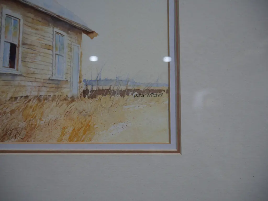 Framed Peter Mitchell watercolour, Clarksville Hall Image 1++