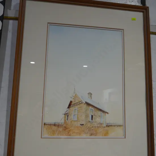 Framed Peter Mitchell watercolour, Clarksville Hall