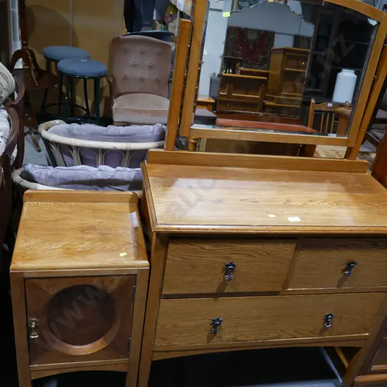 Oak dresser and bedside cabinet