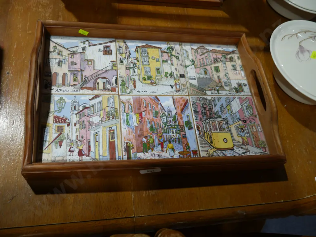 Alfama Lisboa tile art serving tray Image 1++