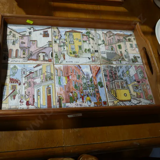 Alfama Lisboa tile art serving tray