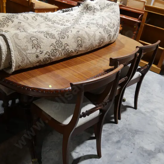 Extendable rope edge dining table and six chairs