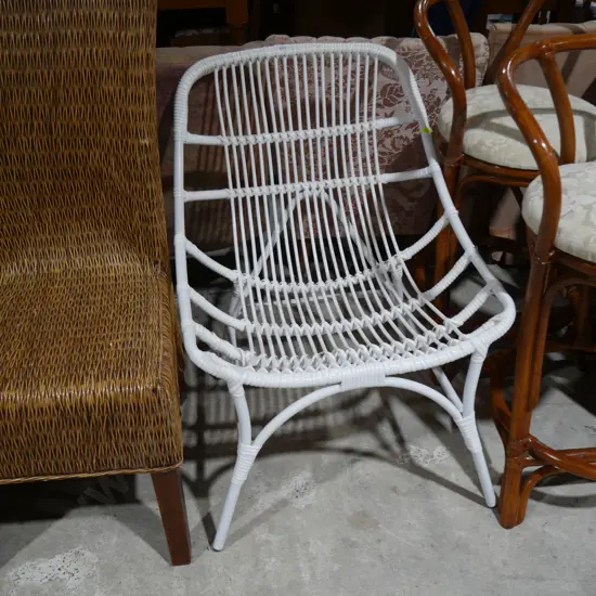 White cane elbow chair