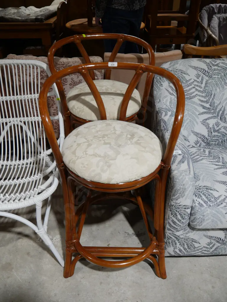 Pair of cane barstools Image 1++