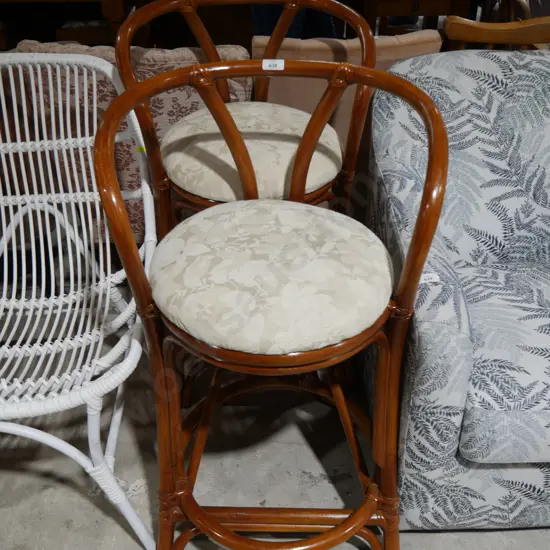 Pair of cane barstools