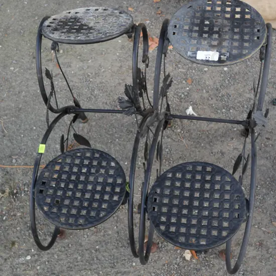 2 metal plant stands