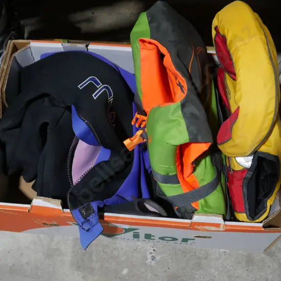 Child's wetsuit and life jackets