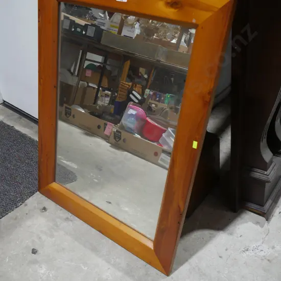 Wood frame wall mirror