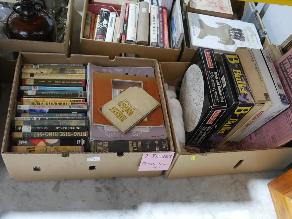 2 boxes of books, puzzles etc Image 1++