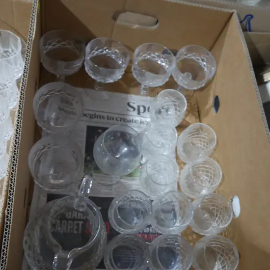 Crystal glasses, jug