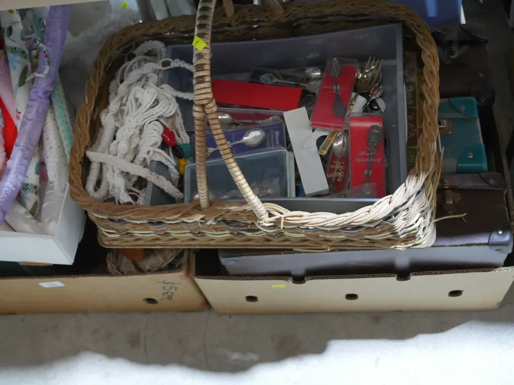 Old briefcases, hangers, cane basket etc Image 1++