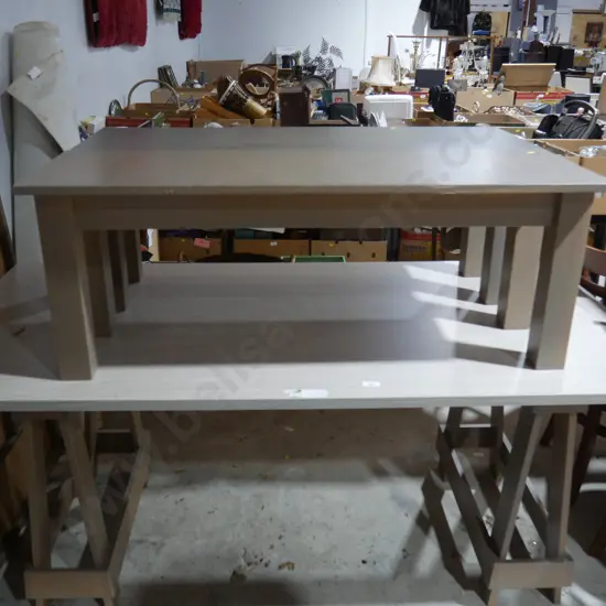 Trestle table and two bench seats
