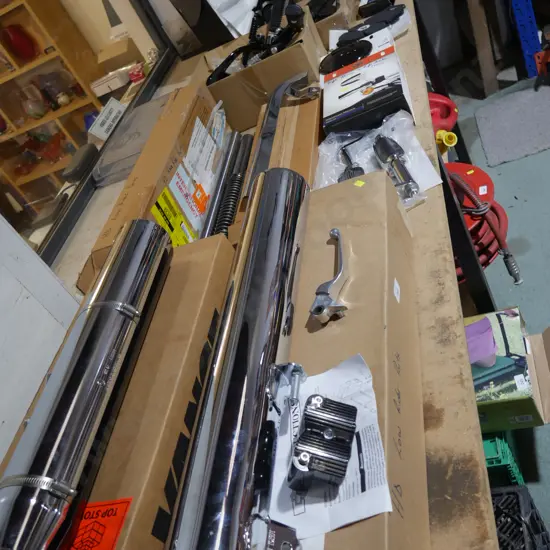 Assorted new Harley Davidson motorcycle parts