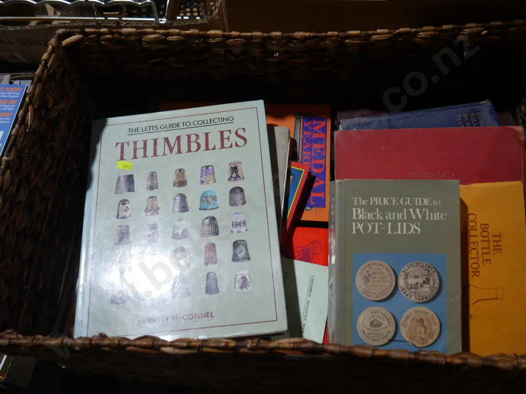 Cane basket, guide books etc Image 1++