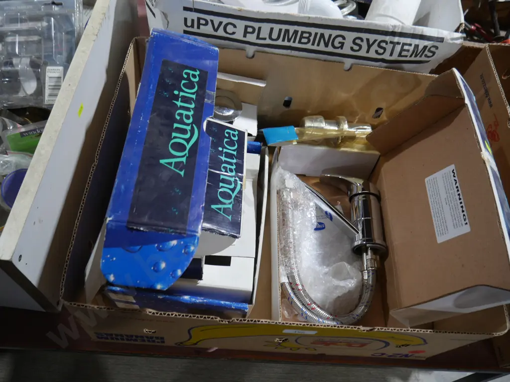 Two boxes of plumbing items etc Image 1++