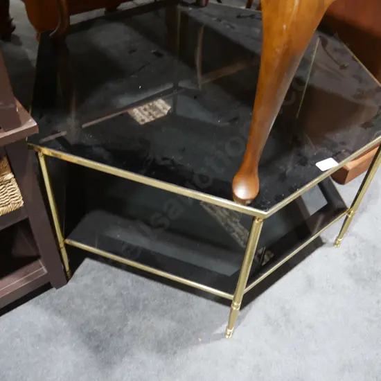 Brass and glass coffee table