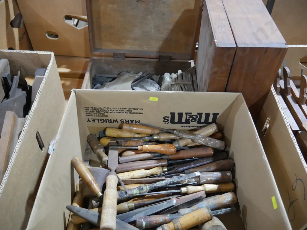 Box of chisels and 2 boxes Image 1++