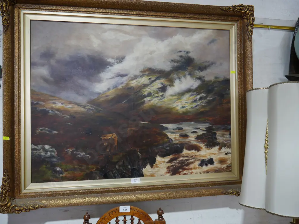 Oil painting landscape and cows Image 1++