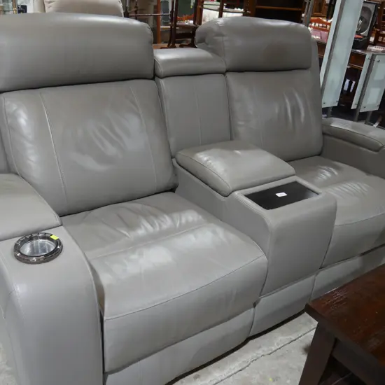 Electric recliner leather 2 seater settee