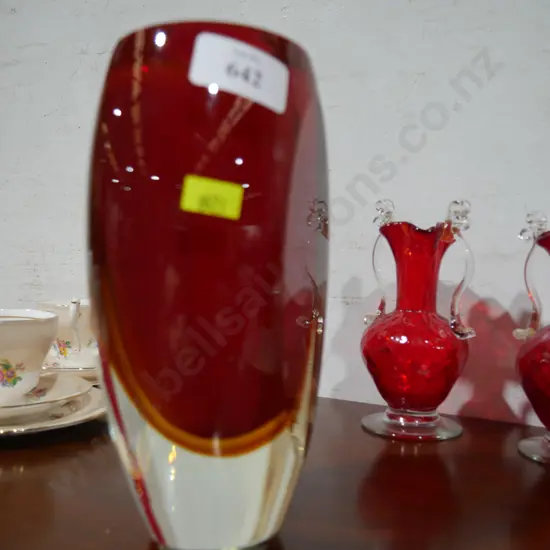 Red glass vase