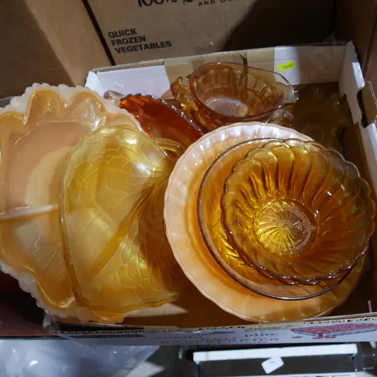 Amber carnival glassware