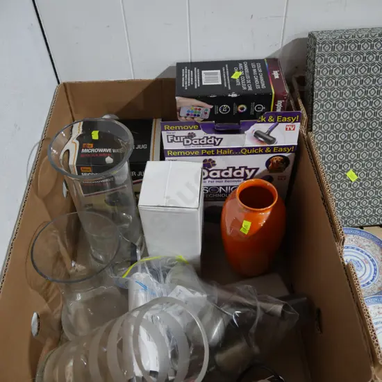 Glass vases, pewterware, fur daddy etc