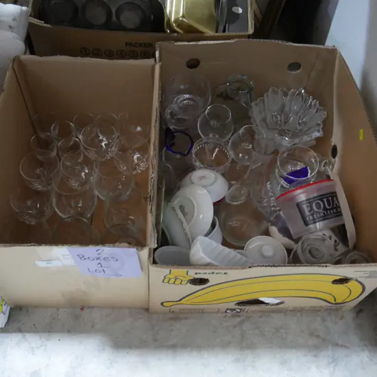 2 boxes glassware etc