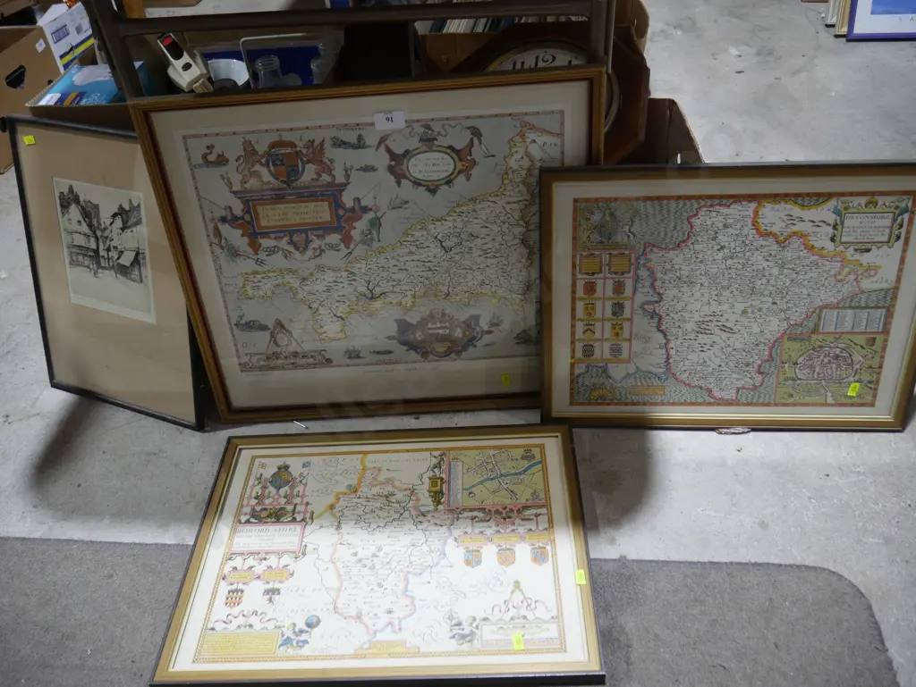Framed maps of England, etching Image 1++
